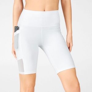 Fabletics White Powerhold Bike Shorts